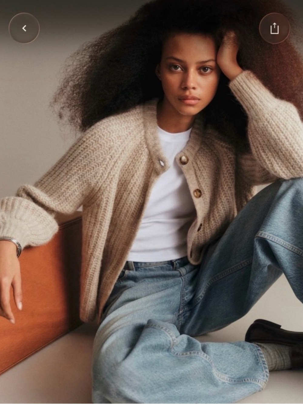 Sézane Emile Cardigan XXS | Baby Alpaca Blend | Quiet Luxury | Oatmeal